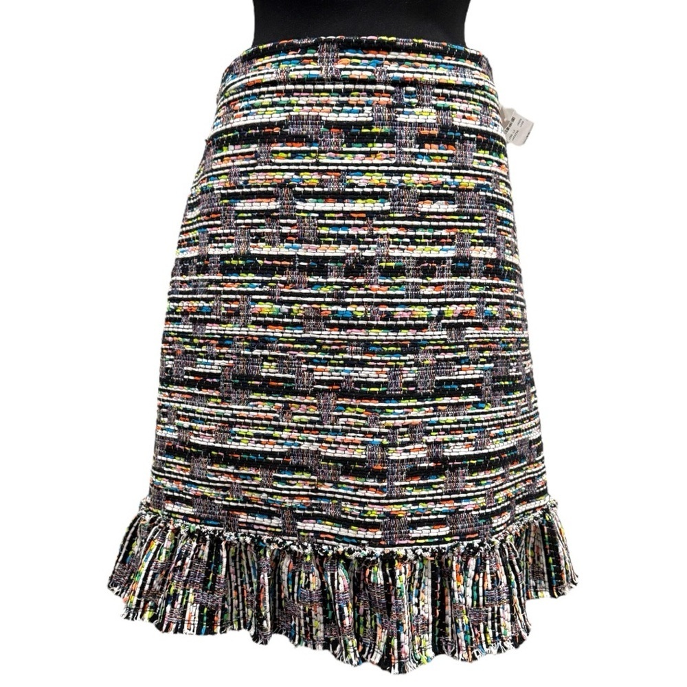 NWT Ann Taylor Multicolor Mixed Tweed Textured Ruffle Skirt Sz 12